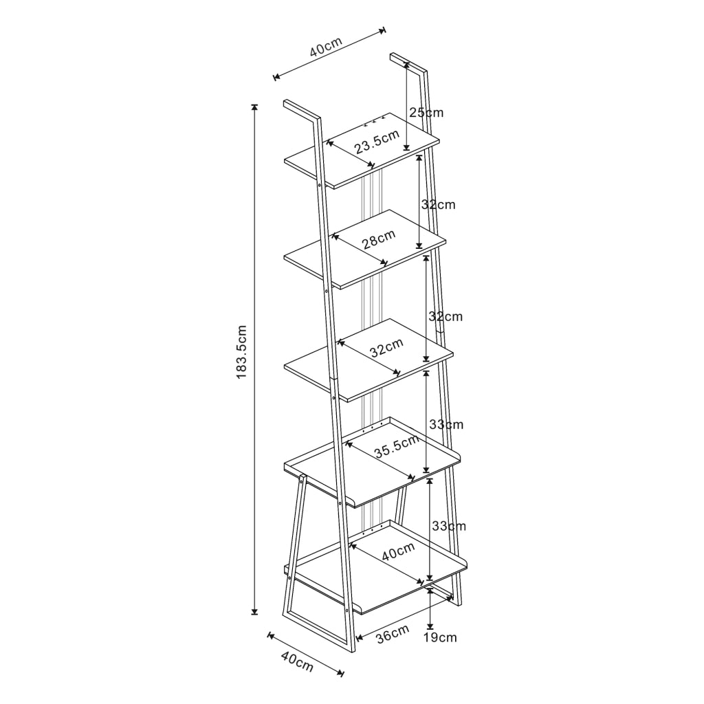 Set di 2 mobili con scala scaffale e scrivania nera 03_0009368