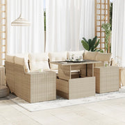 Set Divani da Giardino 7 pz con Cuscini Beige in Polyrattan 3326749