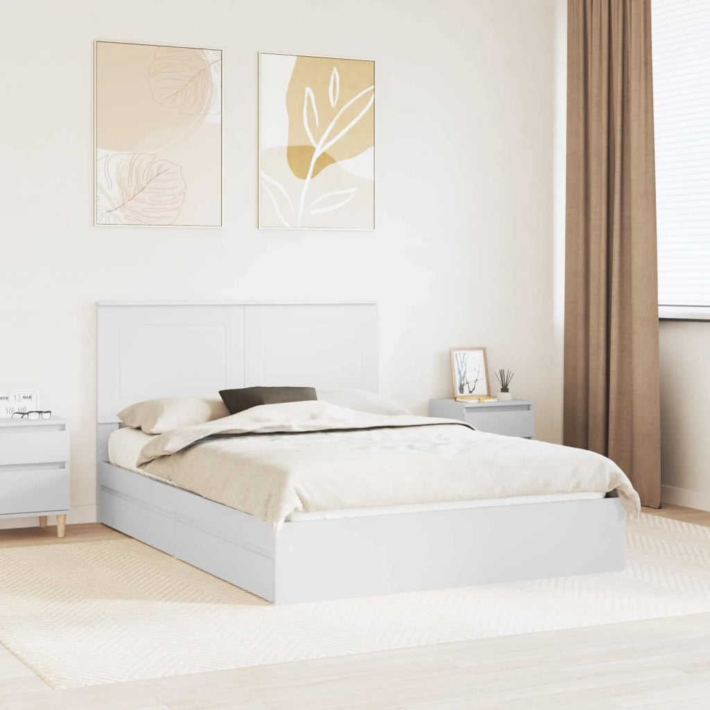 Letto con Contenitore Bianco 140 x 190 cm Legno multistrato 3409545