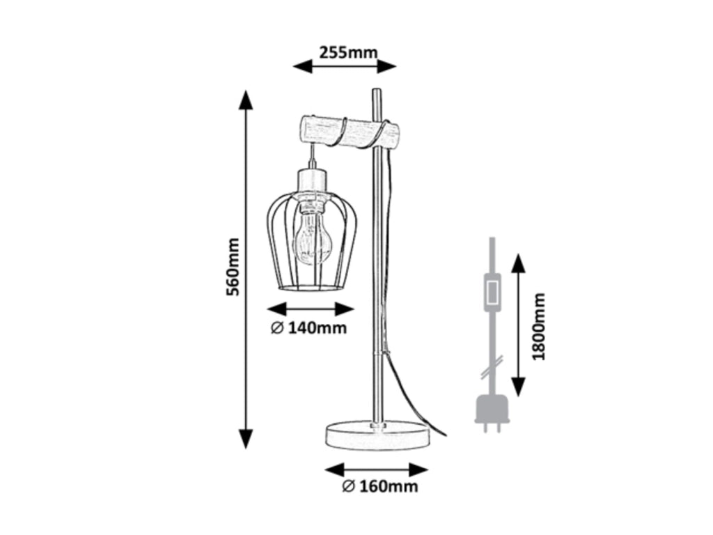 Lampada da scrivania industriale nera E27 Fabian Rabalux