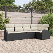 Set di divani con cuscino 5 pcs Nero Poliestere