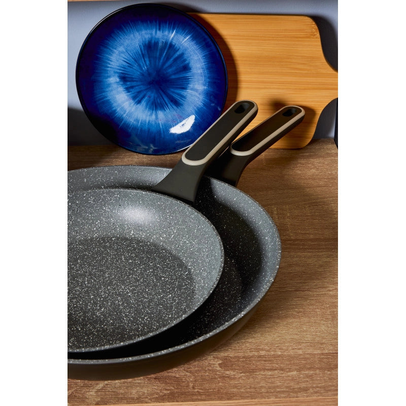 Set di 6 Padelle Alluminio Forgiato 26 Grit Stone Manico Soft Touch Fondo Induzione