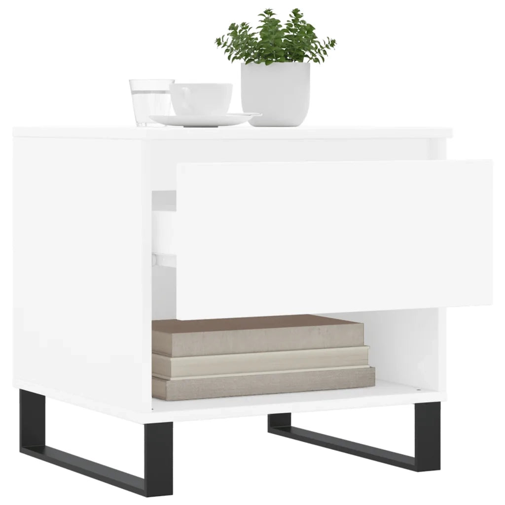 Tavolini Salotto 2 pz Bianchi 50x46x50 cm in Legno Multistrato 830925