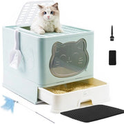 Cattileggiante automatico chiuso, contenitore per gatti con coperchio, neutralizzatore di odori per gatti in formato grande, sistema di carico per contenitore per gatti e pieghevole con cucchiaio per contenitore per gatti pratico.