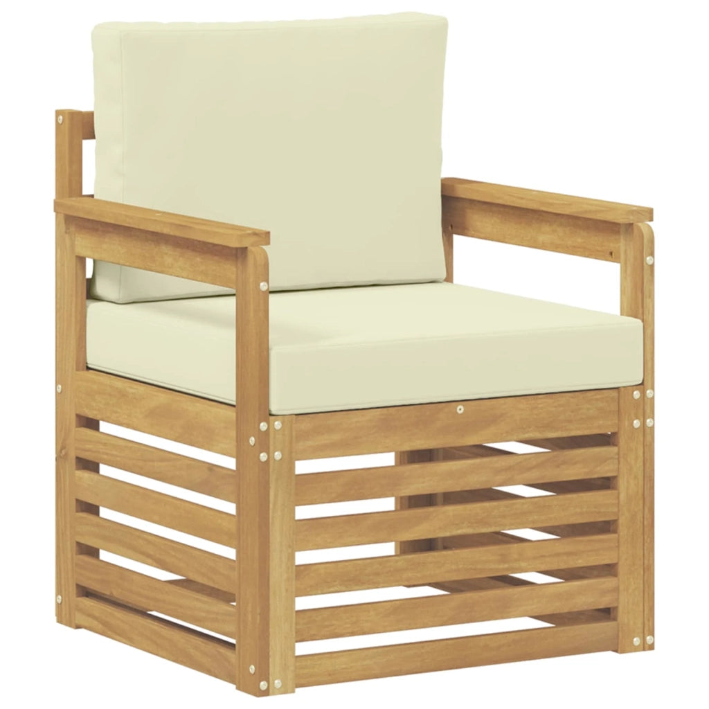 2 Pezzo Set di divani da esterno Poliestere Bianco e Crema 3439082