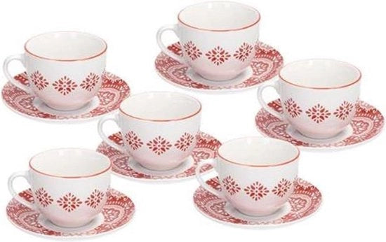 Decorazioni arabe in porcellana 270 cc bianco rosso Set di 6 tazze tazze Tazze da caffè set da 6