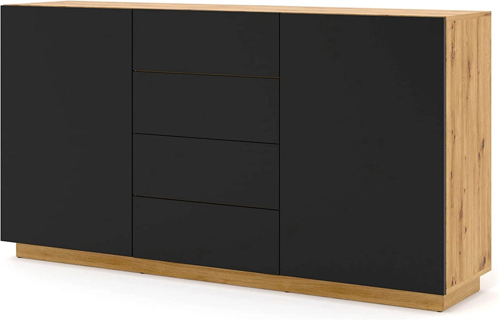 MOBILE COMO' PORTA TV SOGGIORNO AURA 164x41x89cm ROVERE NERO OPACO