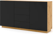 MOBILE COMO' PORTA TV SOGGIORNO AURA 164x41x89cm ROVERE NERO OPACO