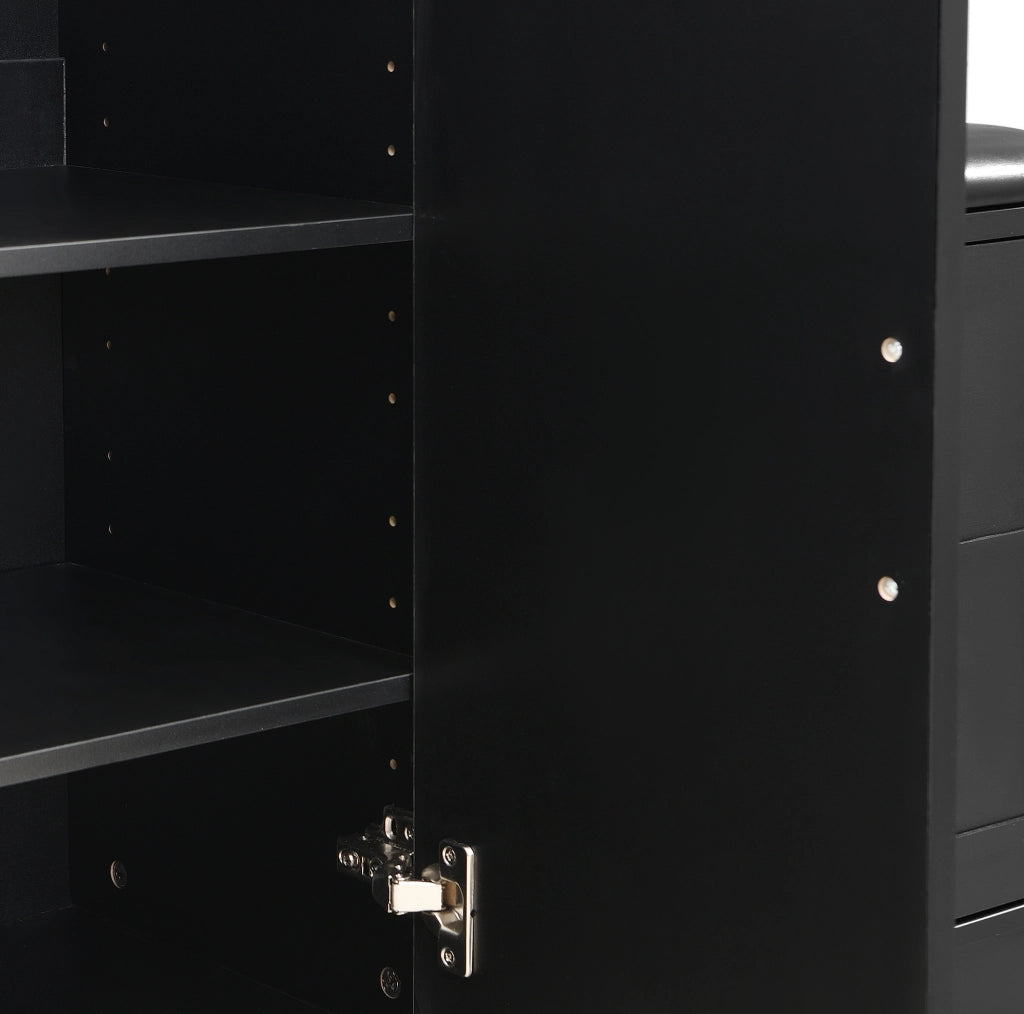 Guardaroba da ingresso 110x33x185.5 cm con scarpiera; specchio e panca nero
