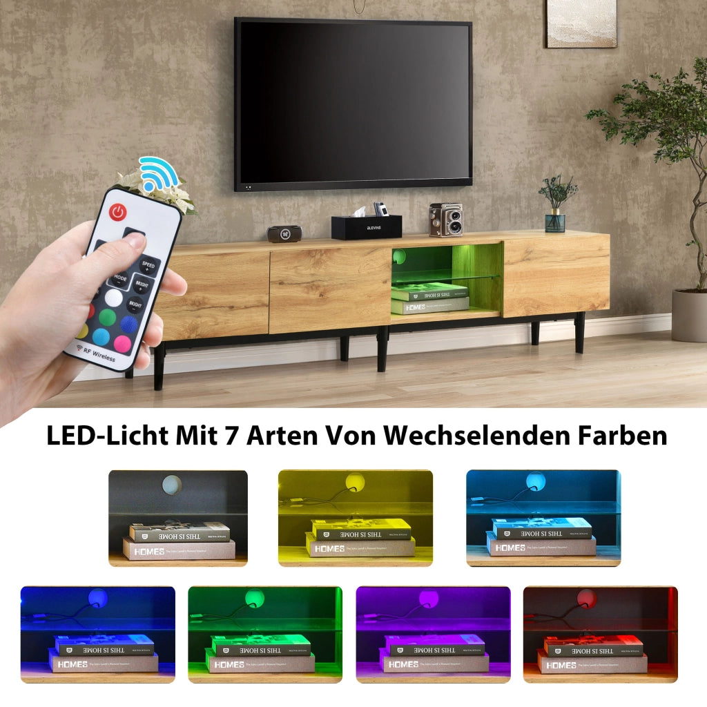 MOBILE TV LED 175x31x41 cm Rovere Chiaro in MDF