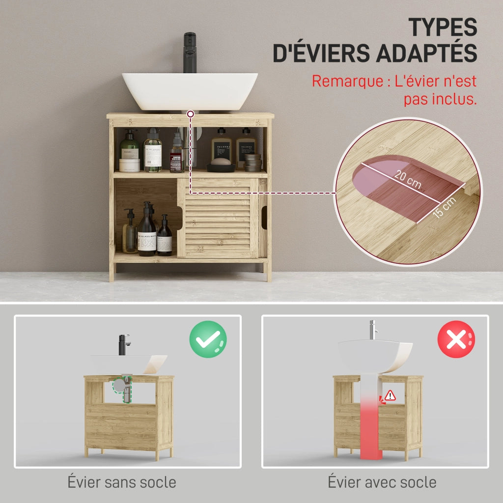 Mobile sottolavabo in bamb¨´ ¨C Xylo ¨C 2 ante, legno naturale, 60x30x60 cm
