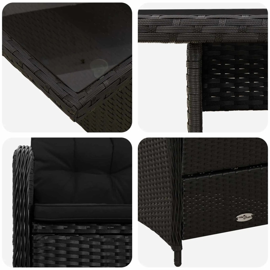 Set da pranzo per esterni 5 pz Nero polyrattan 3422401