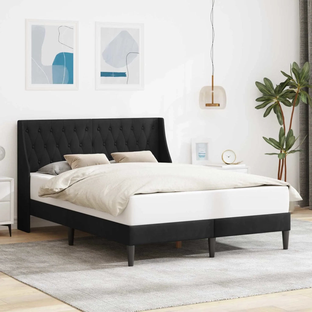 Struttura del letto con testiera-Giroletto Nero 120 x 200 cm Velluto 139695