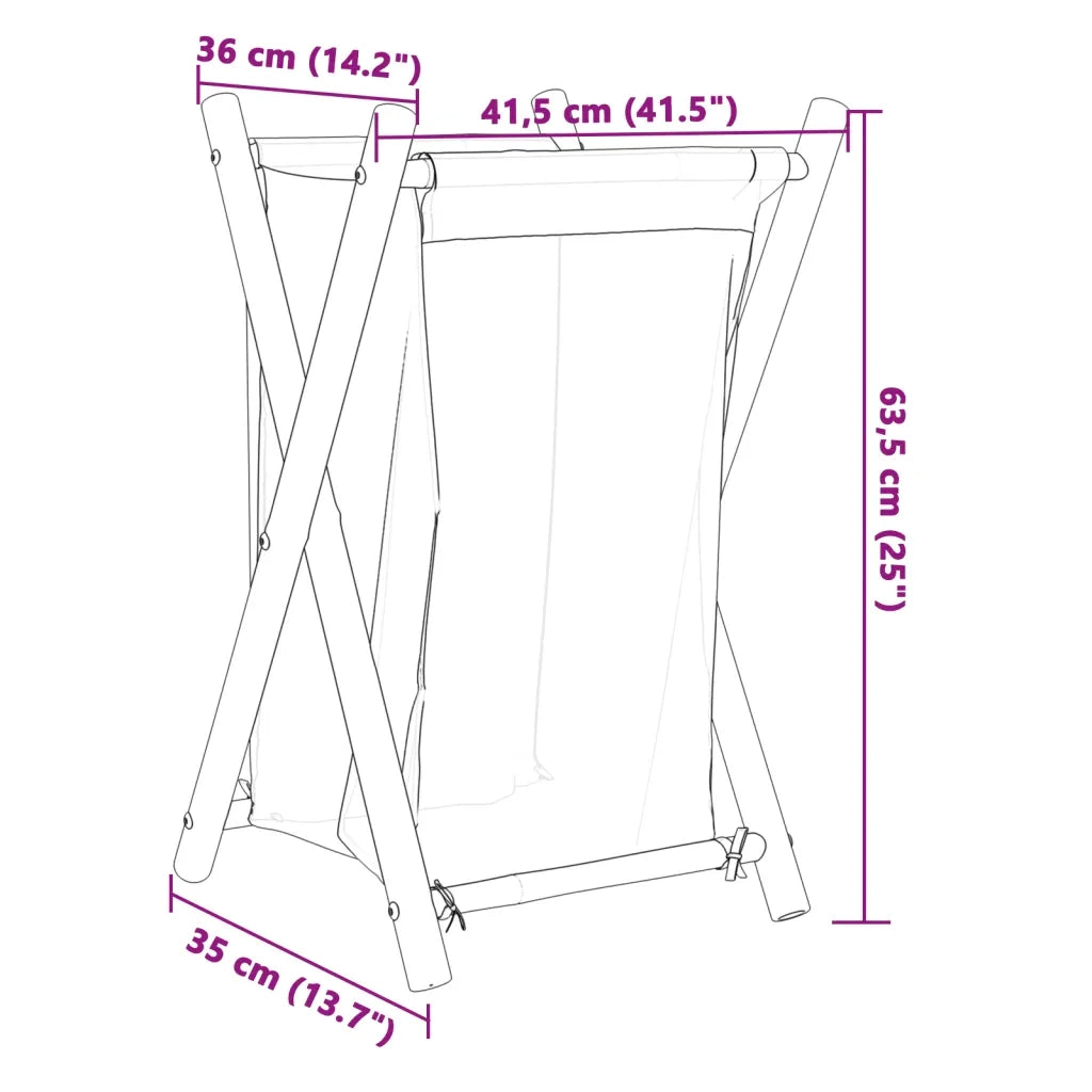 Cesto per Biancheria Bianco Crema 41,5x36x63,5 cm in Bamb¨´ CFW1699155