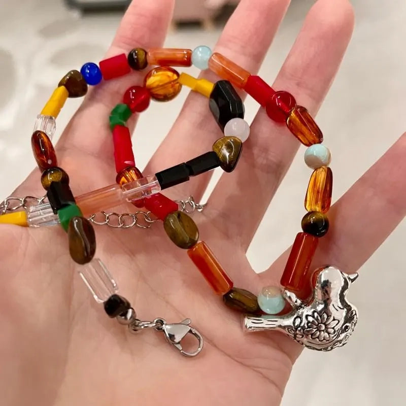 Collana fatta a mano con cristalli di giada colorati, regalo di Natale per donna, regalo di compleanno