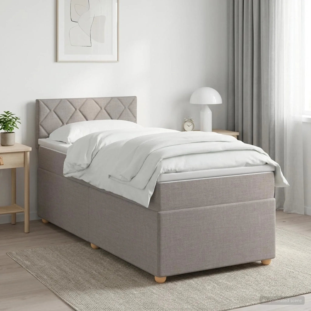 Letto box spring con materasso Tortora 80 x 200 cm Tessuto 3450836