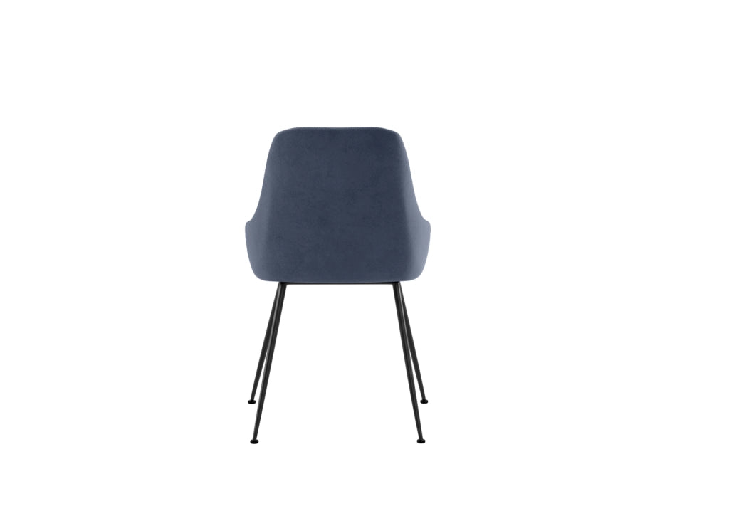 Sedia Nandy imbottita in microfibra avio con gambe coniche in metallo verniciato nero - Design moderno per zona living e pranzo