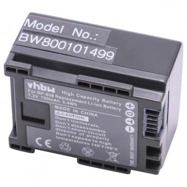 Batteria Videocamera per Canon BP-808 7.2V 750 mAh