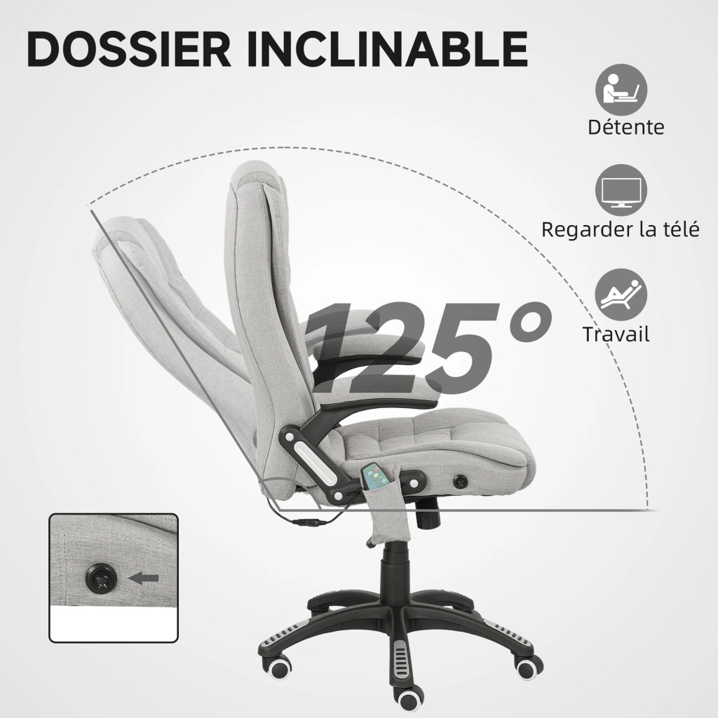 Sedia da ufficio ergonomica con massaggio e riscaldamento ¨C Xylo ¨C schienale reclinabile grigio