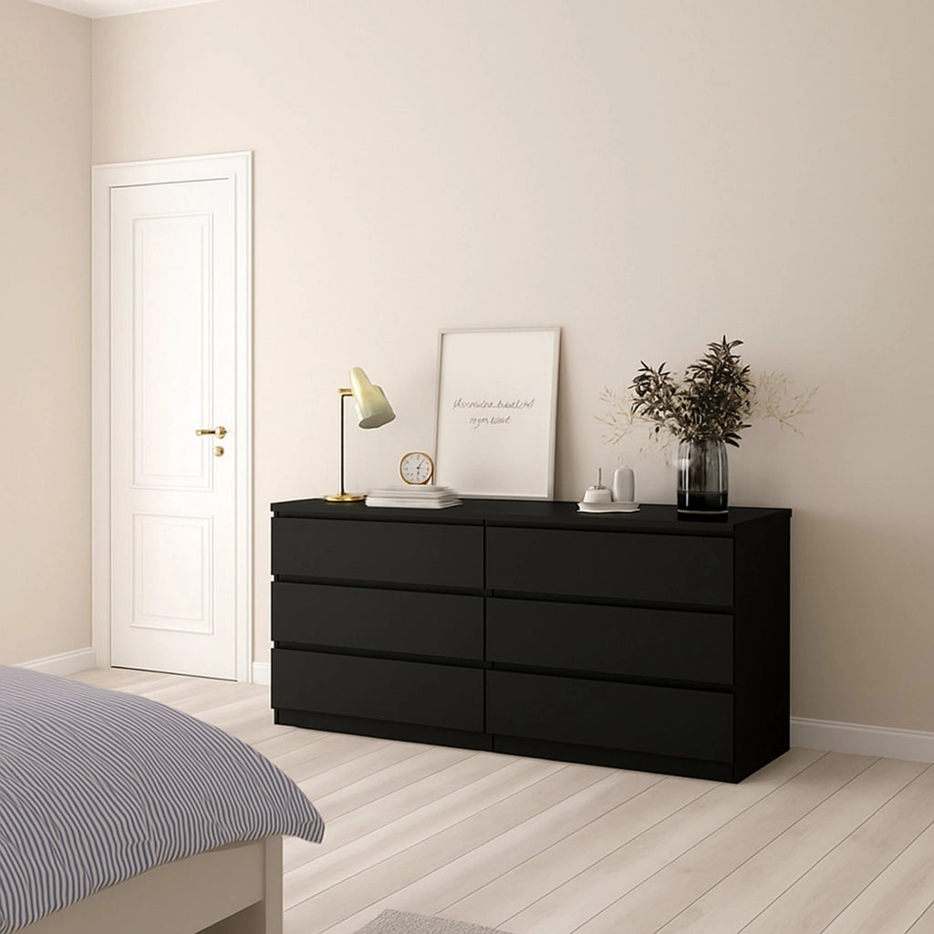 Credenza Abacadabra, Buffet da soggiorno, Madia da salotto, Dispensa da cucina, 154x50 h70 cm, Nero
