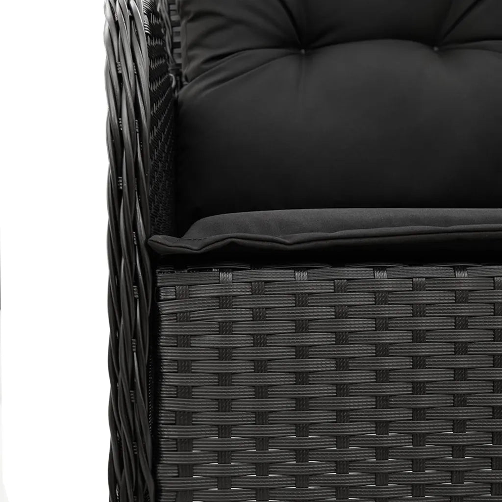 Set da Pranzo da Giardino 5 pz Nero con Cuscini in Polyrattan 3211867