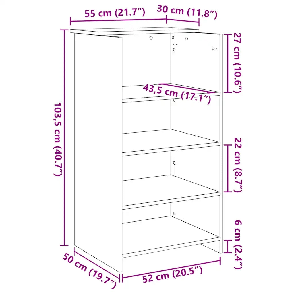 Banco Reception | Scrivania | Tavolo da Ufficio Grigio Sonoma 55x50x103,5 cm Legno Multistrato