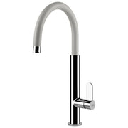 Elleci Dove Plus MKKDOP96 - Miscelatore da cucina Mono Splitcomando, da incasso, Keratek, canna girevole con doccetta estraibile, 41,5 cm, Acciaio-Bianco