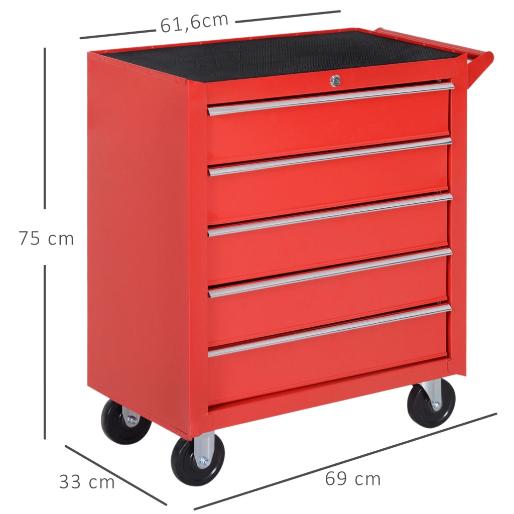 Carrello attrezzi con cassetti ¨C Zephmum ¨C Rosso, Acciaio, 69x33x75 cm