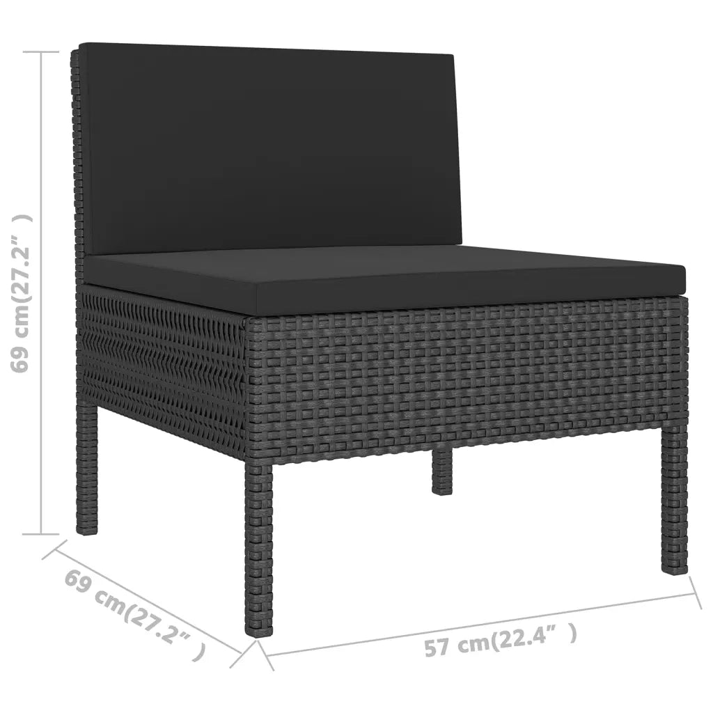 Set Divani da Giardino 11 pz con Cuscini in Polyrattan Nero 3094493