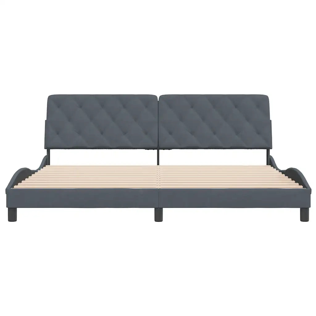 Giroletto senza Materasso Grigio Scuro 200x200 cm Velluto