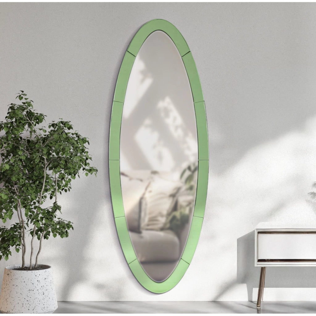 Specchio con Cornice VKH696, Verde, MDF, 150x55x2 cm