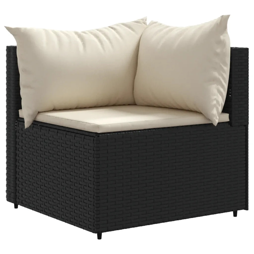 Set Divani da Giardino 4 pz con Cuscini Nero in Polyrattan