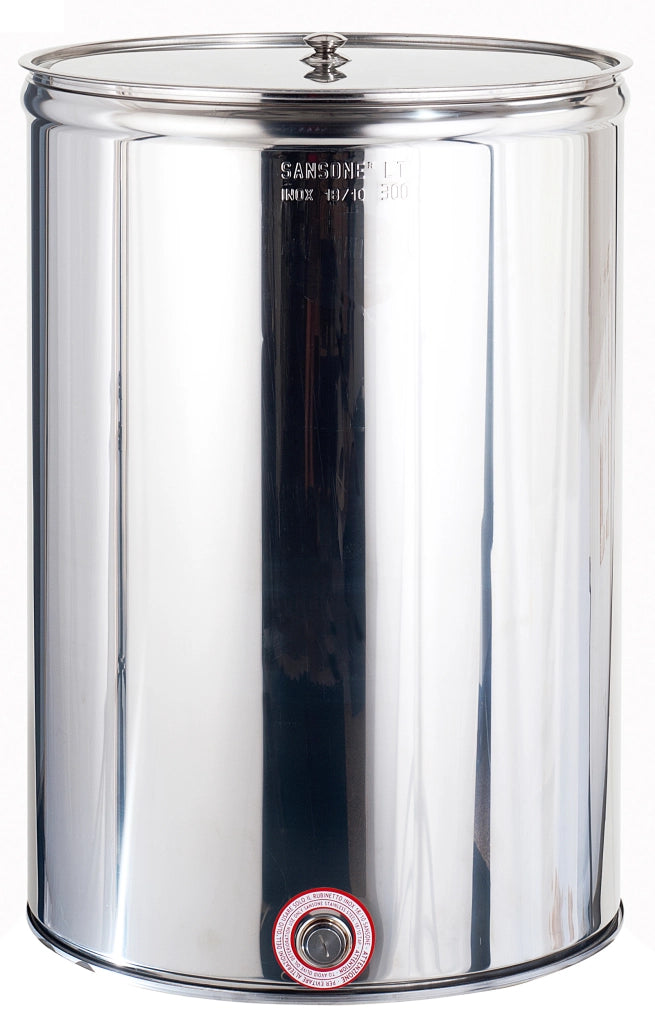 Sansone CONTENITORE ENOLOGICO INOX LISCIO AGGRAFFATO CON COPERCHIO lt. 100