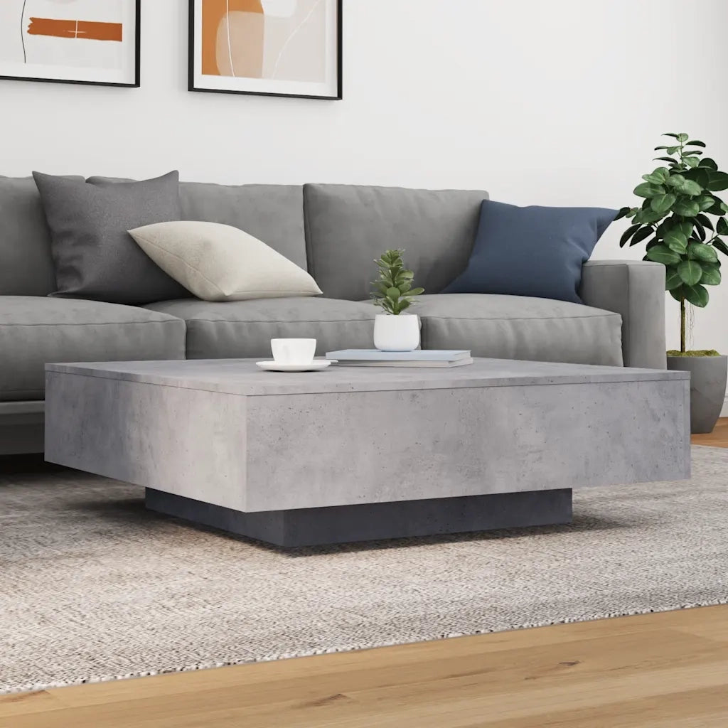 Tavolino Salotto-Tavolino da soggiorno-Tavolo Grigio Cemento 100x100x31 cm Legno Multistrato