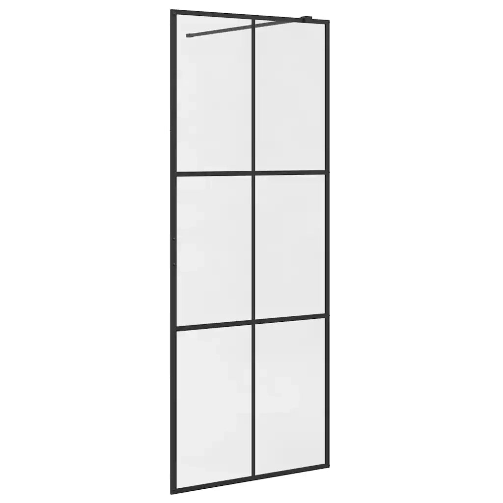 Parete Doccia Walk-in in Vetro Trasparente ESG Nera 80x195 cm 151023