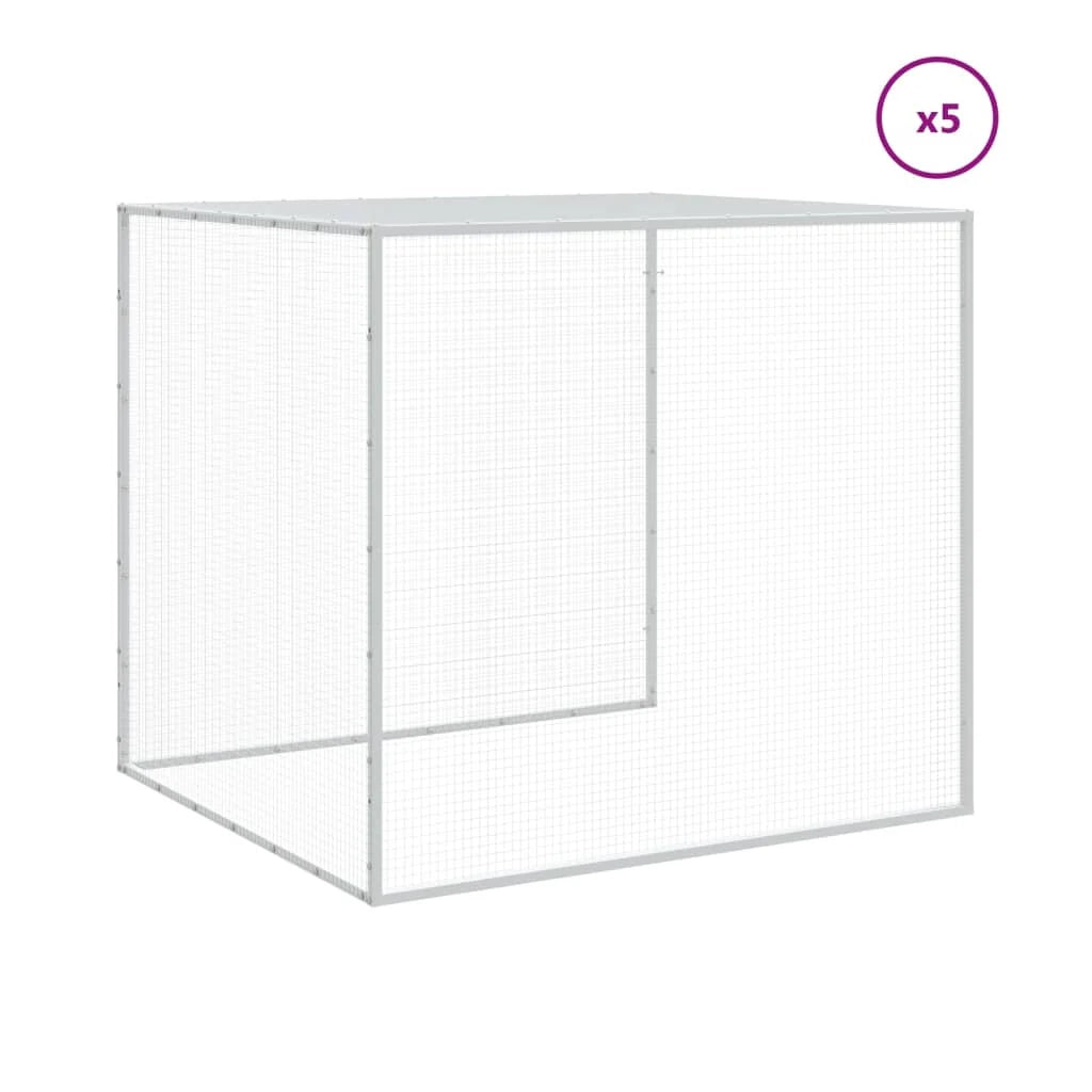 Pollaio/recinto con tetto trasparente 603 x 98 x 90 cm acciaio zincato grigio 02_0043986