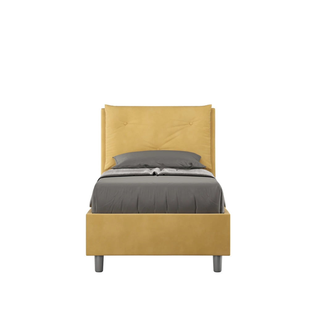 BS COM Letto singolo con rete imbottito 90x200 microfibra ocra
