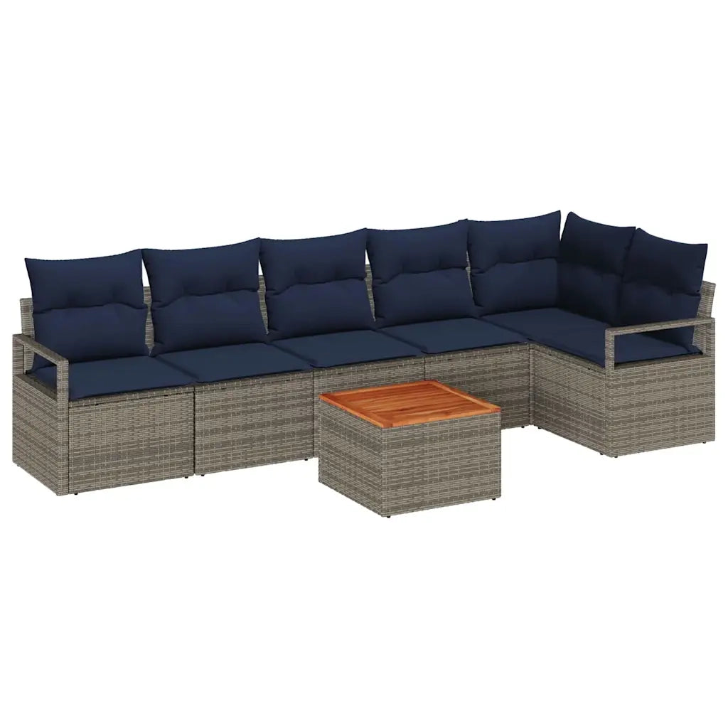 Set Divano da Giardino con cuscino 7 pcs Grigio polyrattan 3347717