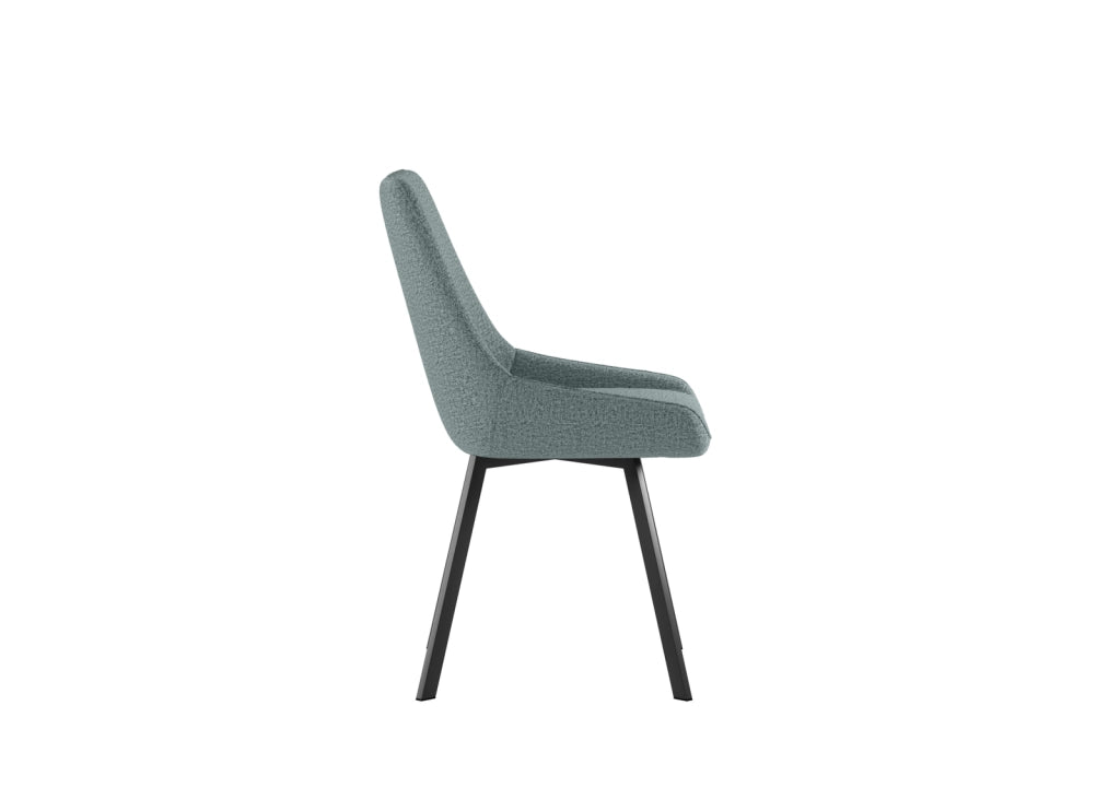 Sedia da interno Fox con seduta e schienale in microfibra color Acquamarina, struttura in metallo resistente, design moderno - Fox