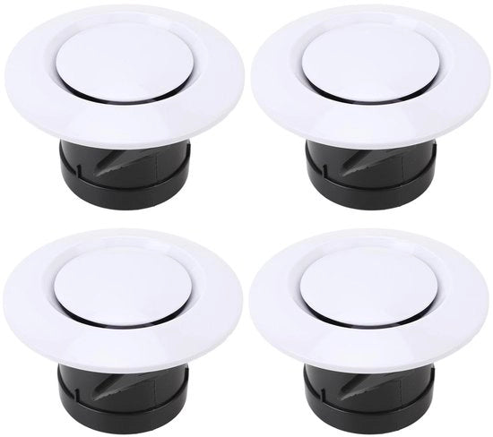 Diffusore di Plafondo Regolabile - Rostello di Ventilazione Circolare - Copertura di Ventilazione - Materiale ABS - 4 Pezzi - Flusso d'Aria Optimo - Rostello di Ventilazione