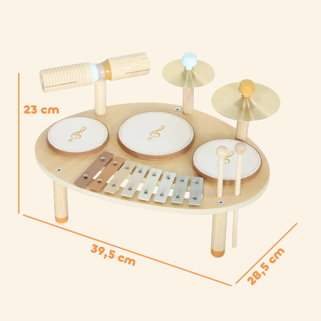 Set Strumenti Musicali per Bambini ¨C Xylo ¨C Tamburo e Xylophone in Legno Naturale