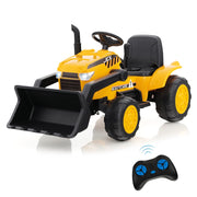 Escavatore bulldozer a batteria per bambini con benna di scavo regolabile, Veicolo da costruzione elettrico Giallo