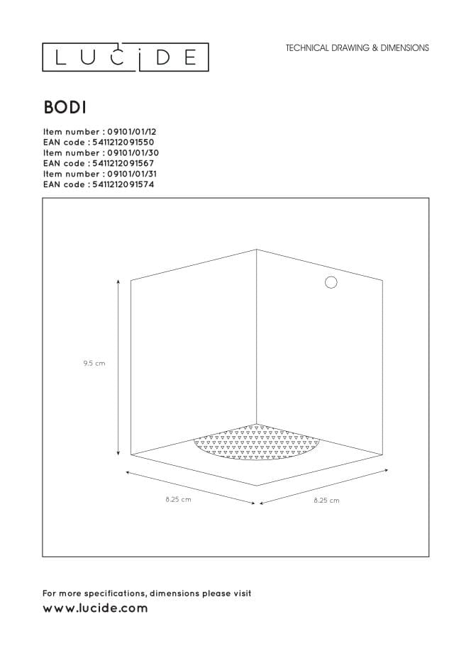 Spot soffitto Lucide BODI GU10 50W nero quadrato