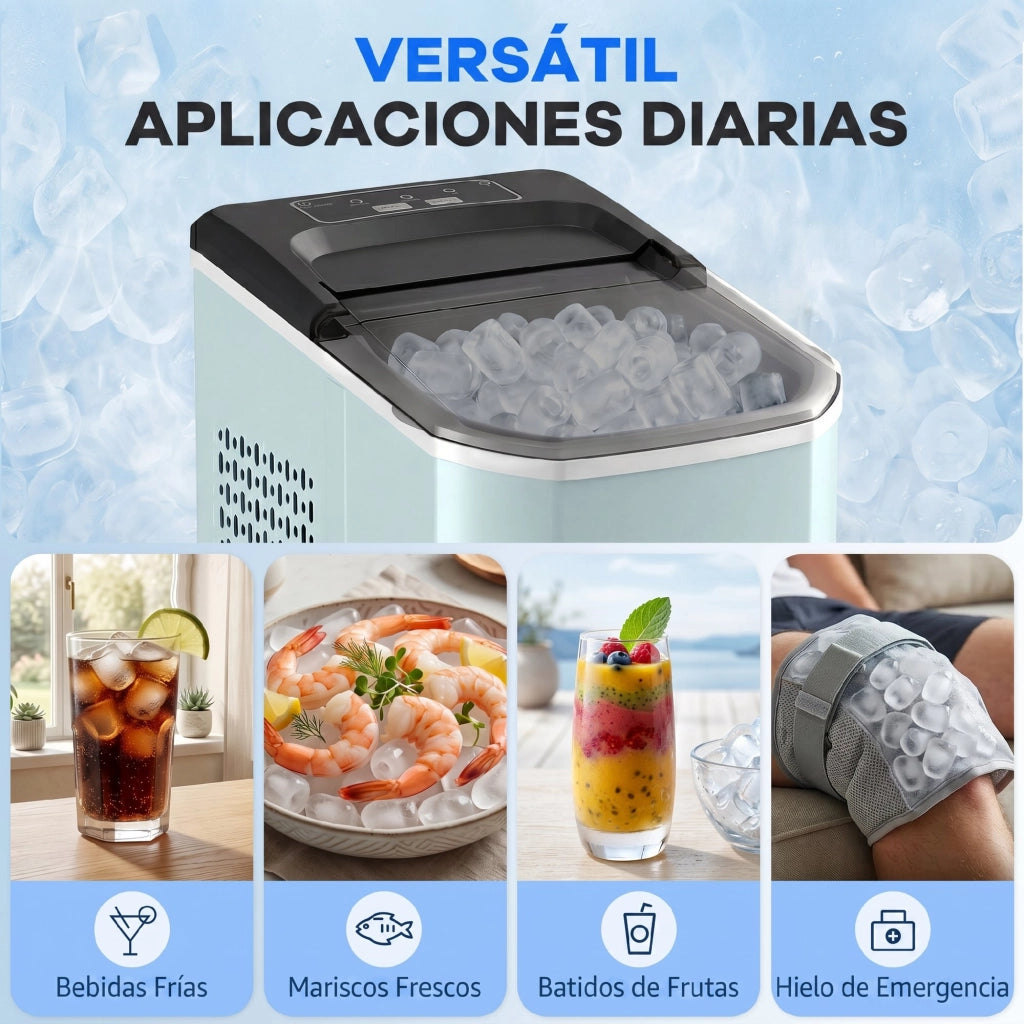 Macchina per il Ghiaccio Autopulente ¨C Minimal ¨C 12 kg/24h, 9 cubetti in 7 minuti, 2 formati, 1.5L, blu
