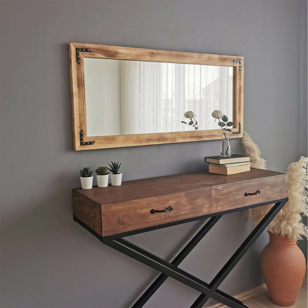 Verzuolo, Specchio Forma Rettangolare, 3x50h cm Marrone Noce