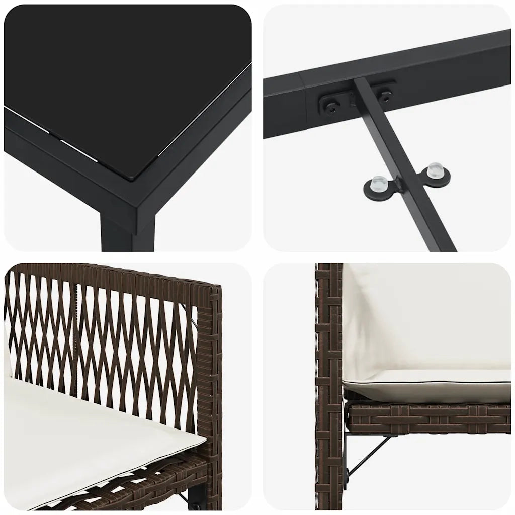 Set da Pranzo per Giardino 5 pz | Set Salotto da Giardino Marrone polyrattan