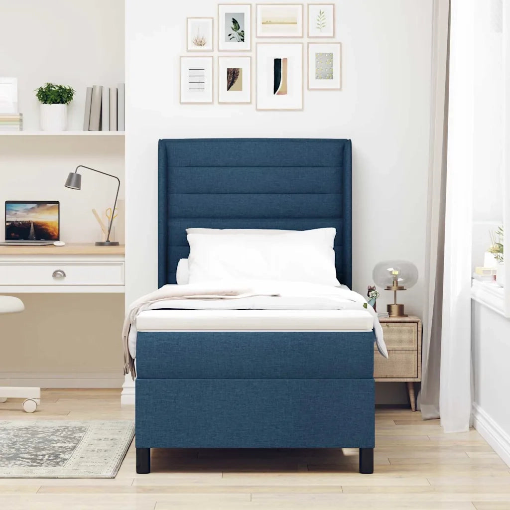 Letto a Sorgente LED con materasso Blu 90 x 200 cm Tessuto