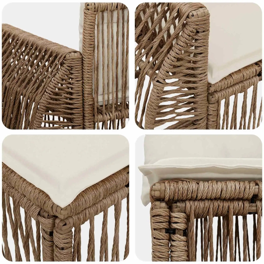 Set Divano da Giardino 4 pz Beige e Bianco Crema polyrattan 3435342