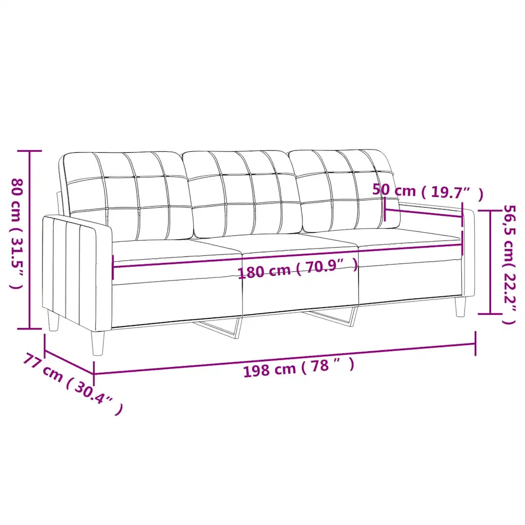 Divano a 3 Posti-Sofa 3 Posti Grigio Chiaro 180 cm in Tessuto 800274