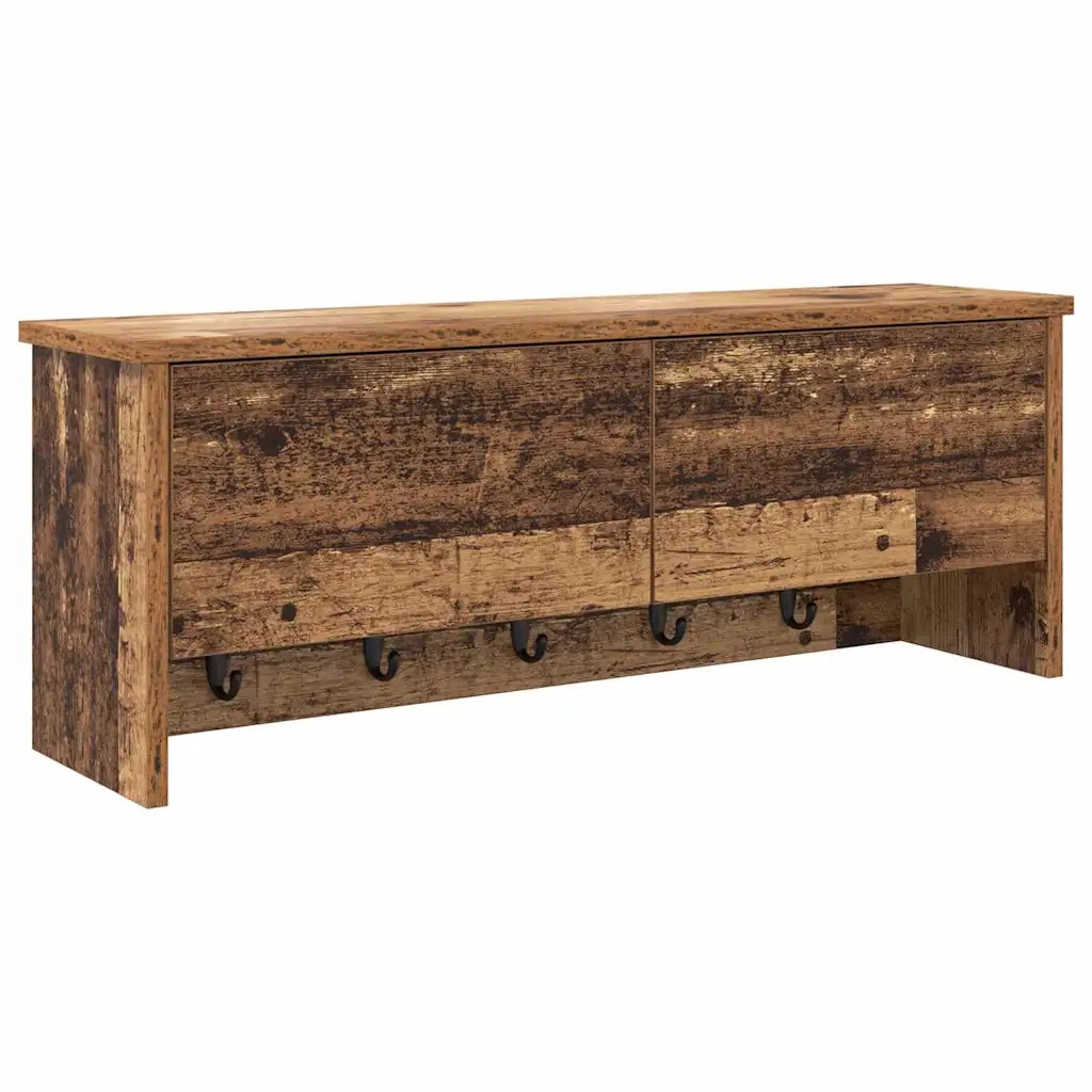 Appendiabiti a muro con porta Legno vecchio 80 x 20 x 30 cm 874345